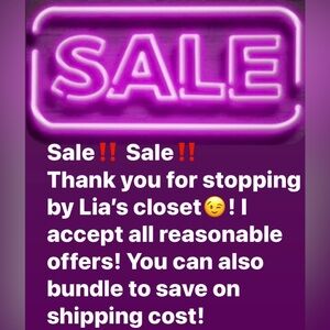 SALE!! Thank you for stopping by Lia’s Closet😉! I accept all reasonable offers!